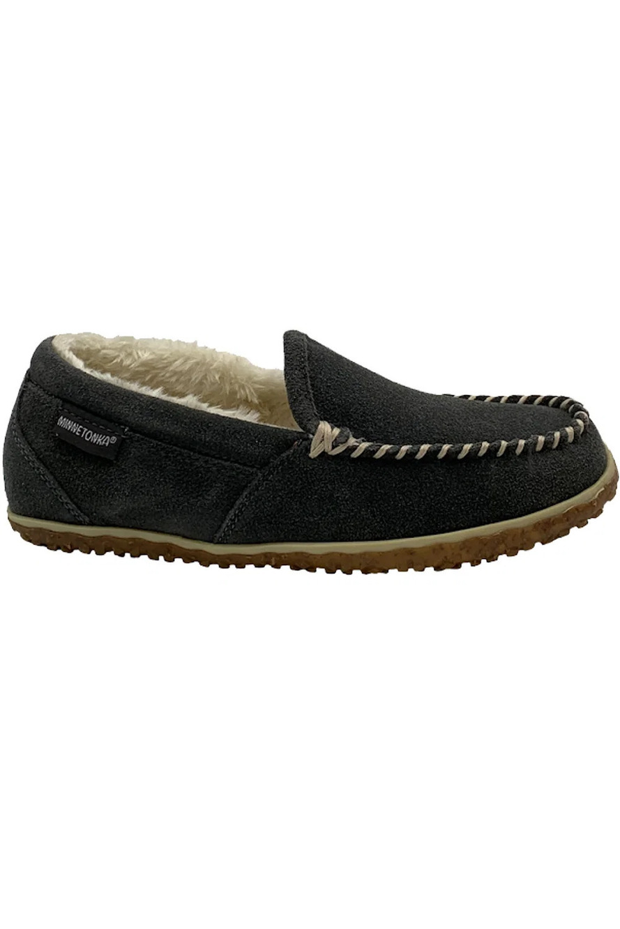 Minnetonka Women's Tempe Pile-Lined Moccasin Slippers Gray - Wide